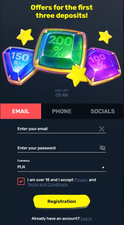 Rejestracja w Slottyway casino